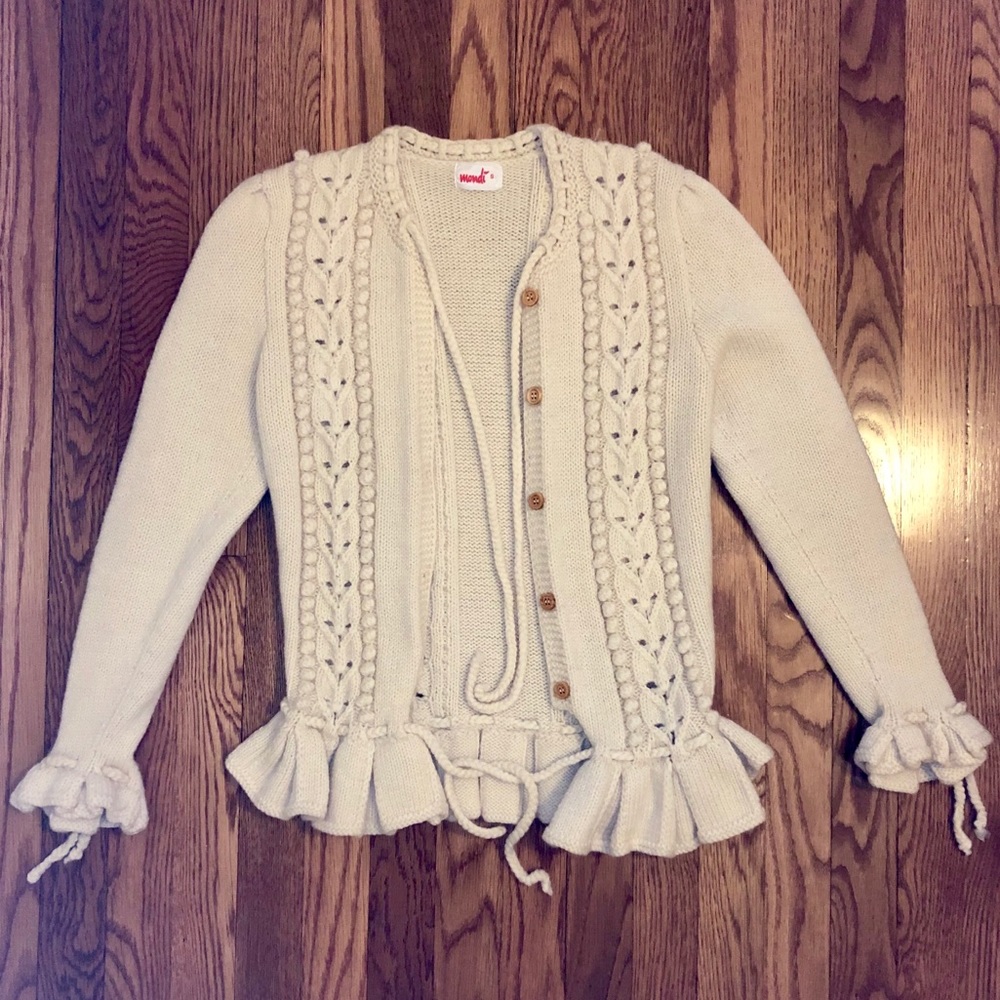Vintage Mondi Cream Cable Knit Cardigan Sweater